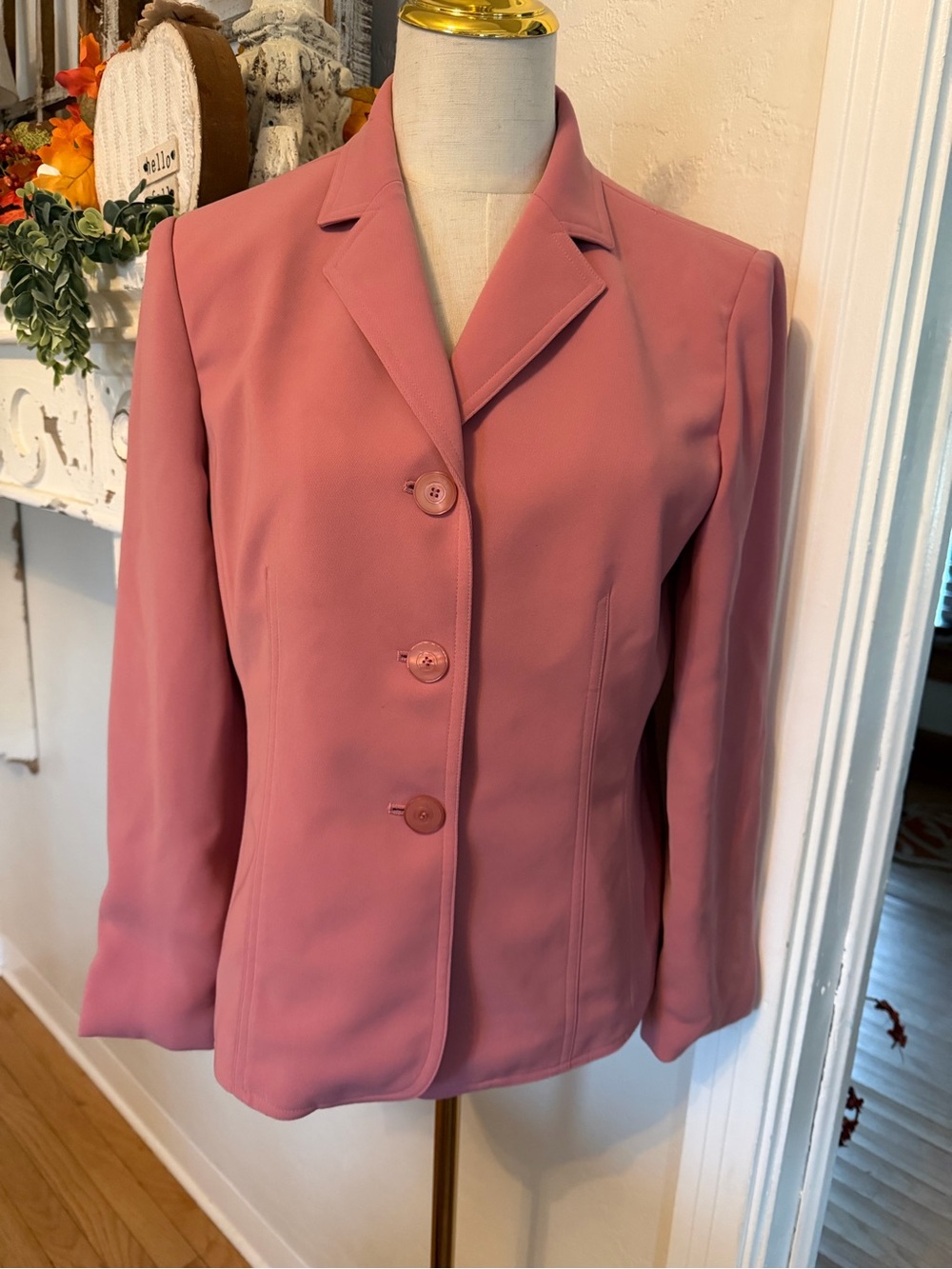 Jones New York Dusty Rose Three-Button Tailored Blazer